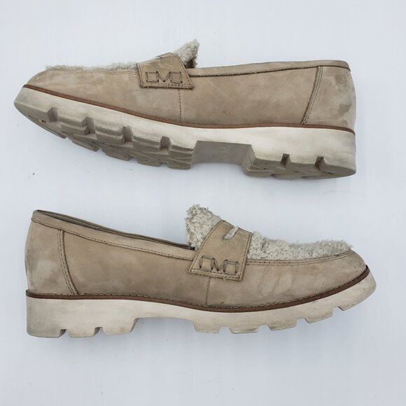 Vionic Cheryl Platform Penny Loafer Flats 9.5 Womens Shearling Slip On Tan - Picture 5 of 15